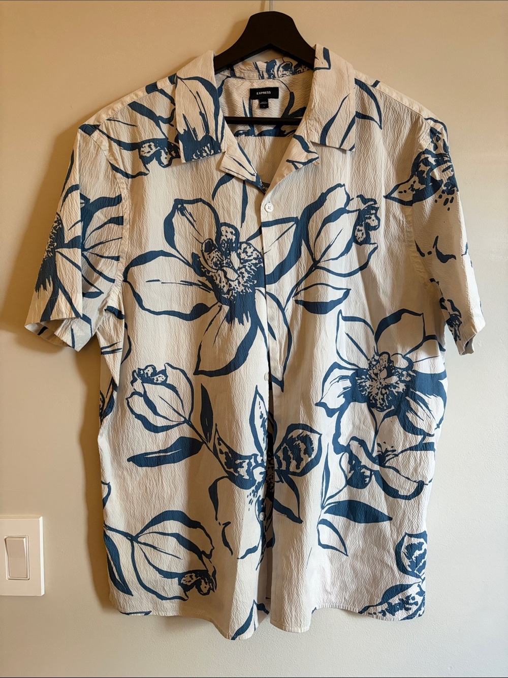 Express Mens Short Sleeve Floral Shirt